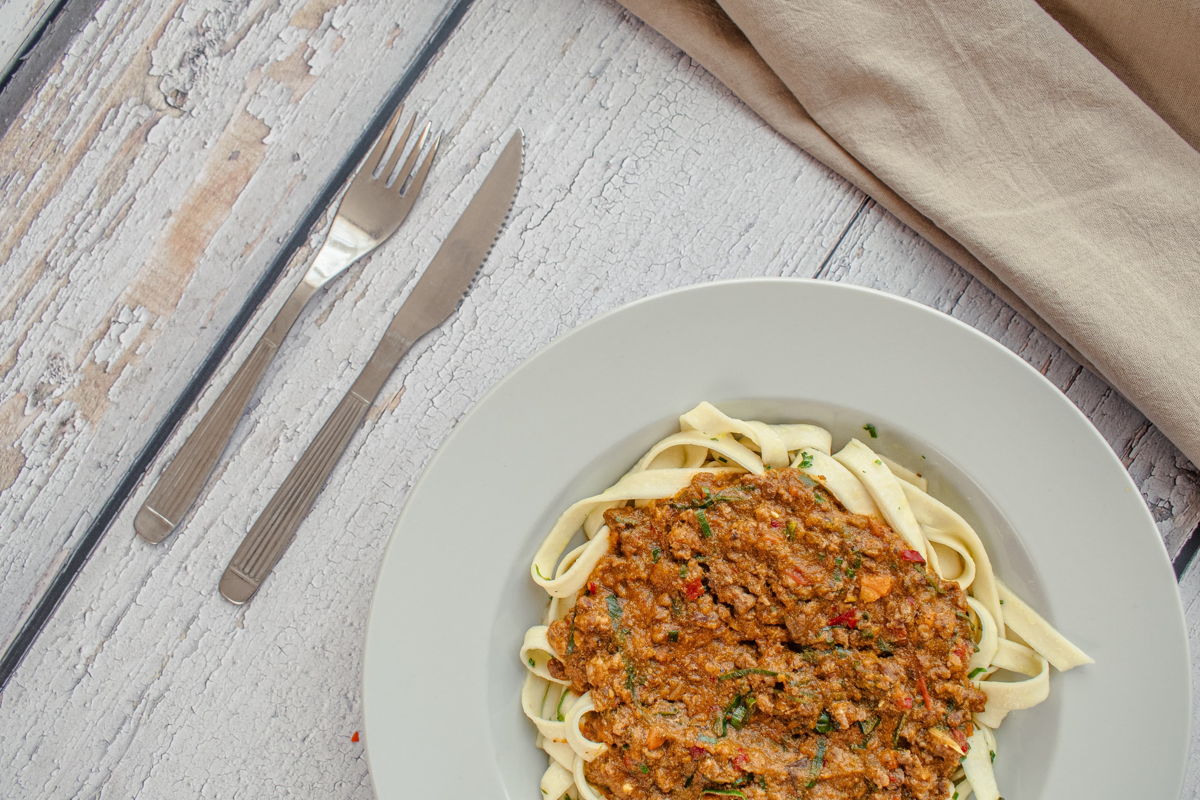Tallarines con bolognesa